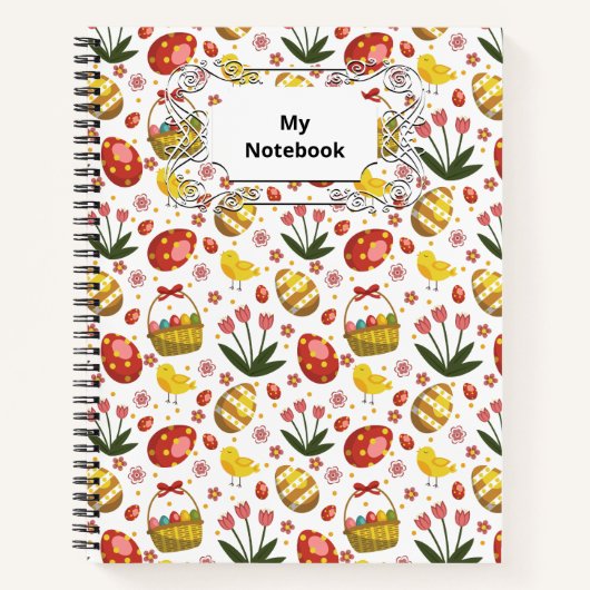 Paaskuikens Bloemen Eieren Viering Notitieboek (Voorkant)