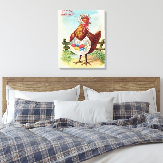 Paaskuikens Boerderij Kute Antiek Eggs Canvas Afdruk (Insitu (Slaapkamer))