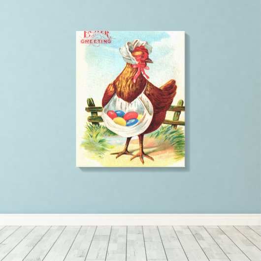 Paaskuikens Boerderij Kute Antiek Eggs Canvas Afdruk (Insitu (Houten vloer))