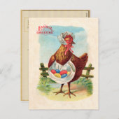 Paaskuikens Boerderij Kute Antiek Eggs Feestdagenkaart (Voorkant / Achterkant)