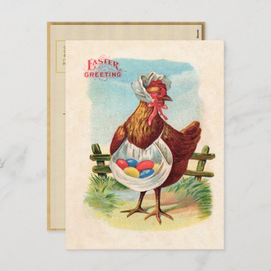 Paaskuikens Boerderij Kute Antiek Eggs Feestdagenkaart (Voorkant / Achterkant)
