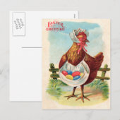 Paaskuikens Boerderij Kute Antiek Eggs Feestdagenkaart (Voorkant / Achterkant)