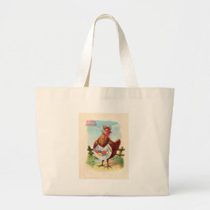 Paaskuikens Boerderij Kute Antiek Eggs Grote Tote Bag