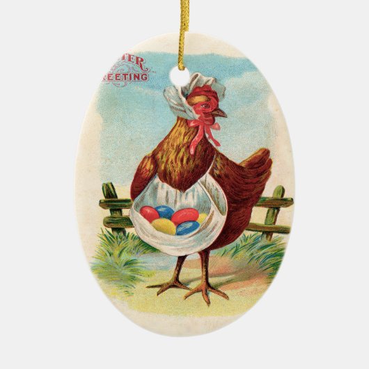 Paaskuikens Boerderij Kute Antiek Eggs Keramisch Ornament (Voorkant)