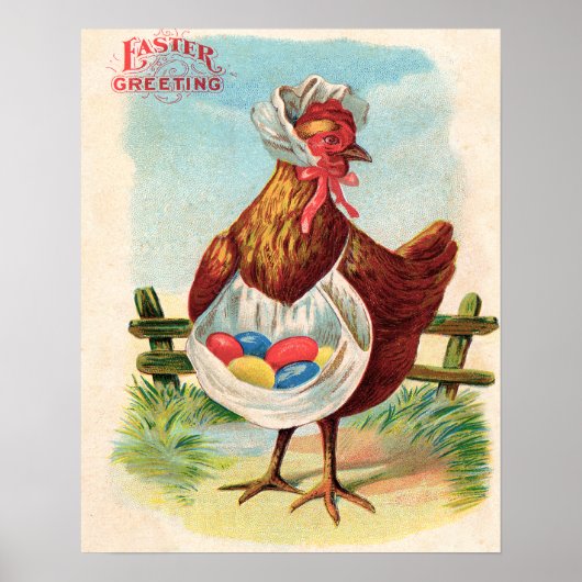Paaskuikens Boerderij Kute Antiek Eggs Poster (Voorkant)