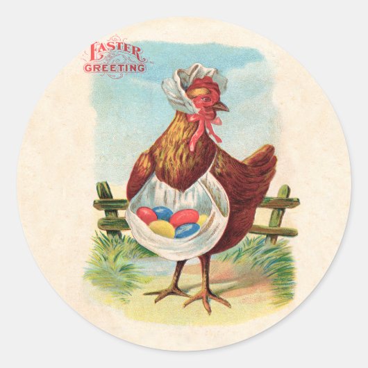 Paaskuikens Boerderij Kute Antiek Eggs Ronde Sticker (Voorkant)