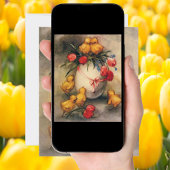  Paaskuikens, Ei met rode tulpenbloemen Feestdagenkaart