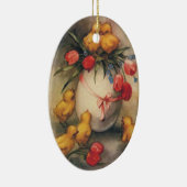  Paaskuikens, Ei met rode tulpenbloemen Keramisch Ornament (Rechts)