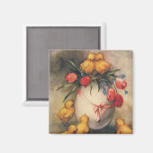 Paaskuikens, Ei met rode tulpenbloemen Magneet (Voorkant / Achterkant)