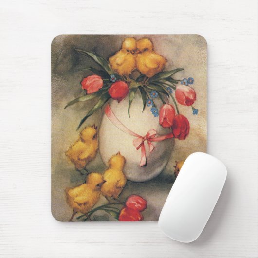  Paaskuikens, Ei met rode tulpenbloemen Muismat (Met muis)