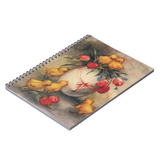  Paaskuikens, Ei met rode tulpenbloemen Notitieboek (Linkerzijde)