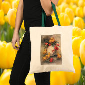  Paaskuikens, Ei met rode tulpenbloemen Tote Bag
