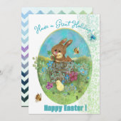 Paaskuikens en Bunny Flat Holiday Kaart (Voorkant / Achterkant)