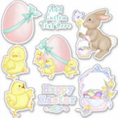 Paaskuikens en Ei Lente Die Gesneden Vinyl Set Sticker (Voorkant)
