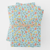 Paaskuikens en eieren - in blauw. inpakpapier vel (In situ)