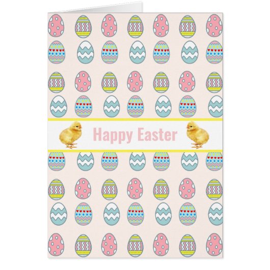 Paaskuikens en meerkleurige gedecorreerde eieren o (Voorkant)