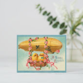 paaskuikens hete luchtballon feestdagenkaart (Staand voorkant)