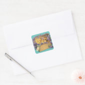 paaskuikens in mand, 'Happy Spring' Vierkante Sticker (Envelop)