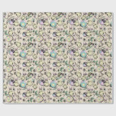 Paaskuikens & konijnenoren, eieren, bloemen cadeaupapier (Vlak)