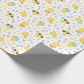 Paaskuikens met bloemen en eieren cadeaupapier (Hoek)