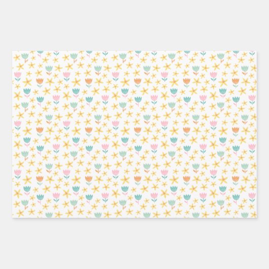 Paaskuikens met bloemen en eieren inpakpapier vel (Voorkant 3)