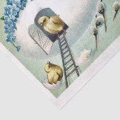  paaskuikens met Egg House Blauwe Bloemen Tissuepapier (Detail)