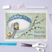  paaskuikens met Egg House Blauwe Bloemen Tissuepapier (Craft)