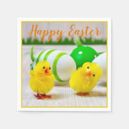 Paaskuikens met eigeel groen sinaasappel servet