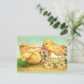 Paaskuikens met  klassieke kuikens feestdagenkaart (Staand voorkant)