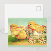 Paaskuikens met  klassieke kuikens feestdagenkaart (Voorkant / Achterkant)