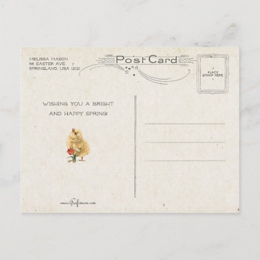  paaskuikens met regenboog briefkaart (Achterkant)