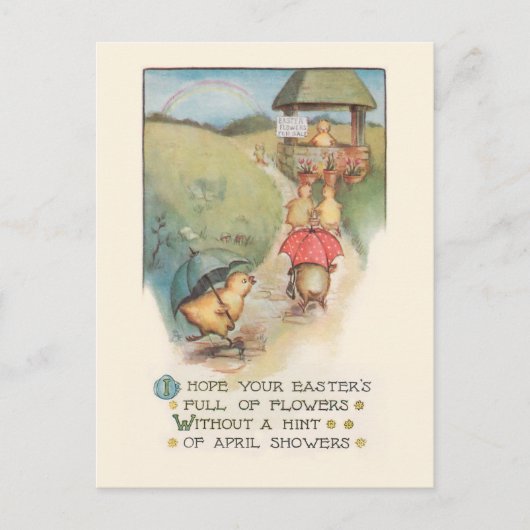  paaskuikens met regenboog briefkaart (Voorkant)