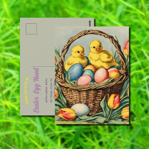  paaskuikens met tulpen briefkaart