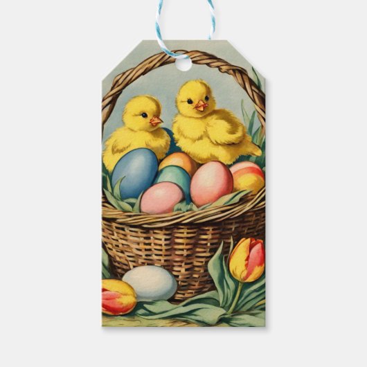 paaskuikens met tulpen cadeaulabel (Voorkant)