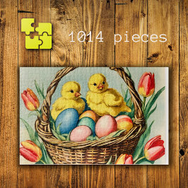paaskuikens met tulpen legpuzzel