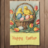  paaskuikens met tulpen theedoek