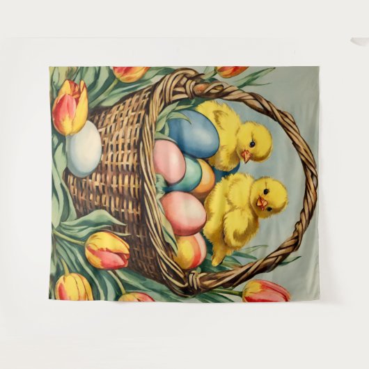  paaskuikens met tulpen wandkleed (Voorkant (horizontaal))