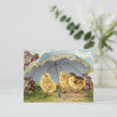 paaskuikens onder een paraplu briefkaart (Staand voorkant)