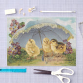  paaskuikens onder een paraplu tissuepapier (Craft)