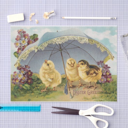 paaskuikens onder een paraplu tissuepapier (Craft)