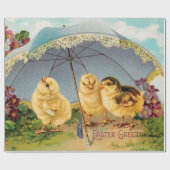  paaskuikens onder parasol cadeaupapier (Vlak)