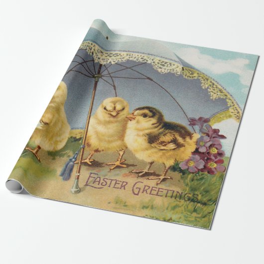  paaskuikens onder parasol cadeaupapier (Uitgerold)