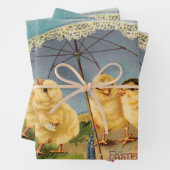 paaskuikens onder parasol inpakpapier vel (In situ)