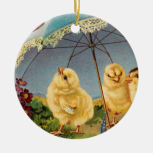 paaskuikens onder parasol keramisch ornament