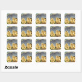  paaskuikens onder parasol vierkante sticker (Vel)