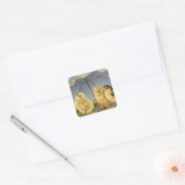 paaskuikens onder parasol vierkante sticker (Envelop)
