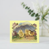  paaskuikens & parasol feestdagenkaart (Staand voorkant)