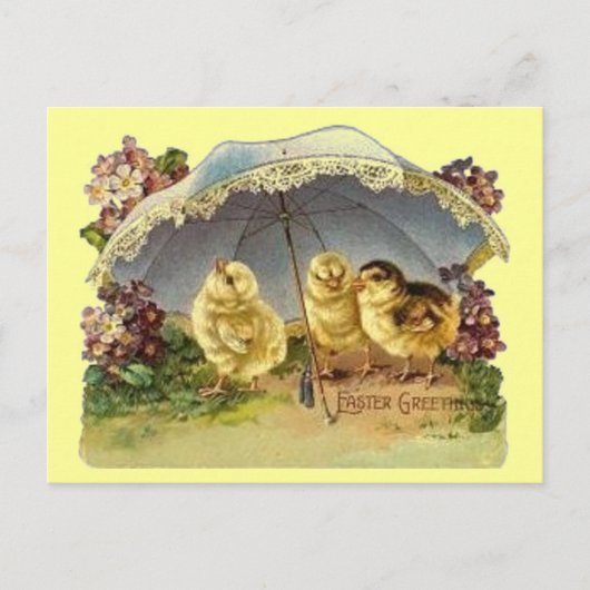  paaskuikens & parasol feestdagenkaart (Voorkant)