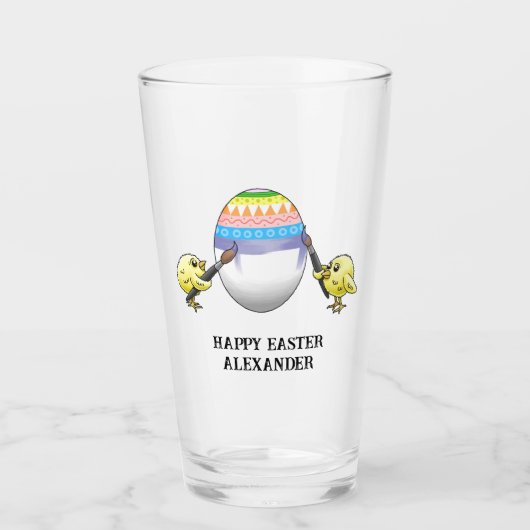 Paaskuikens schilderen het paasei glas (Voorkant)