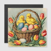 Paaskuikens & tulpen - magnetische kaart (Voorkant / Achterkant)